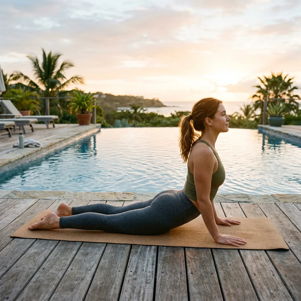 Beginner yoga student practising cobra pose with good alignment